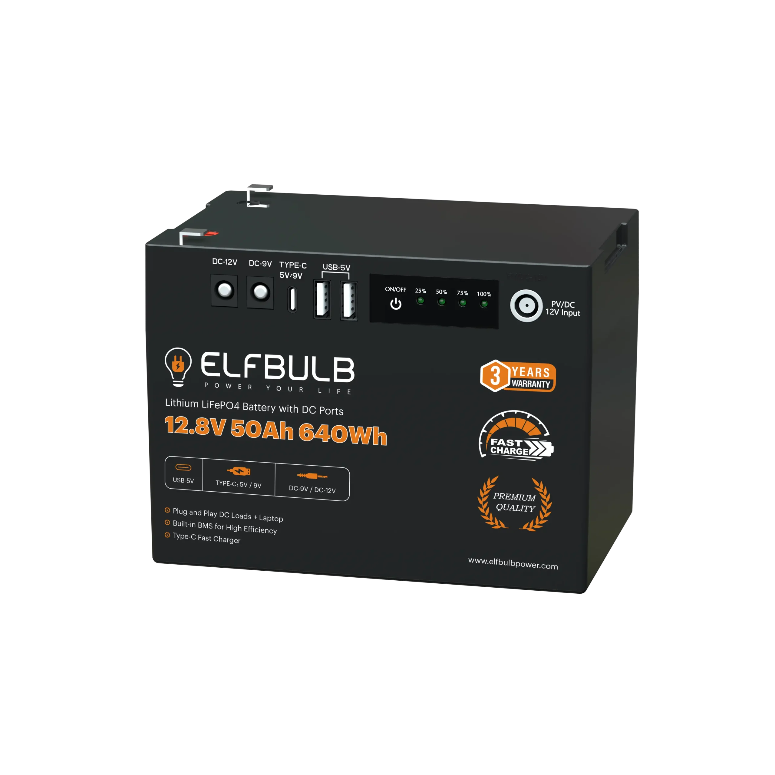 12V50AH Lithium Battery with DC Ports (3)