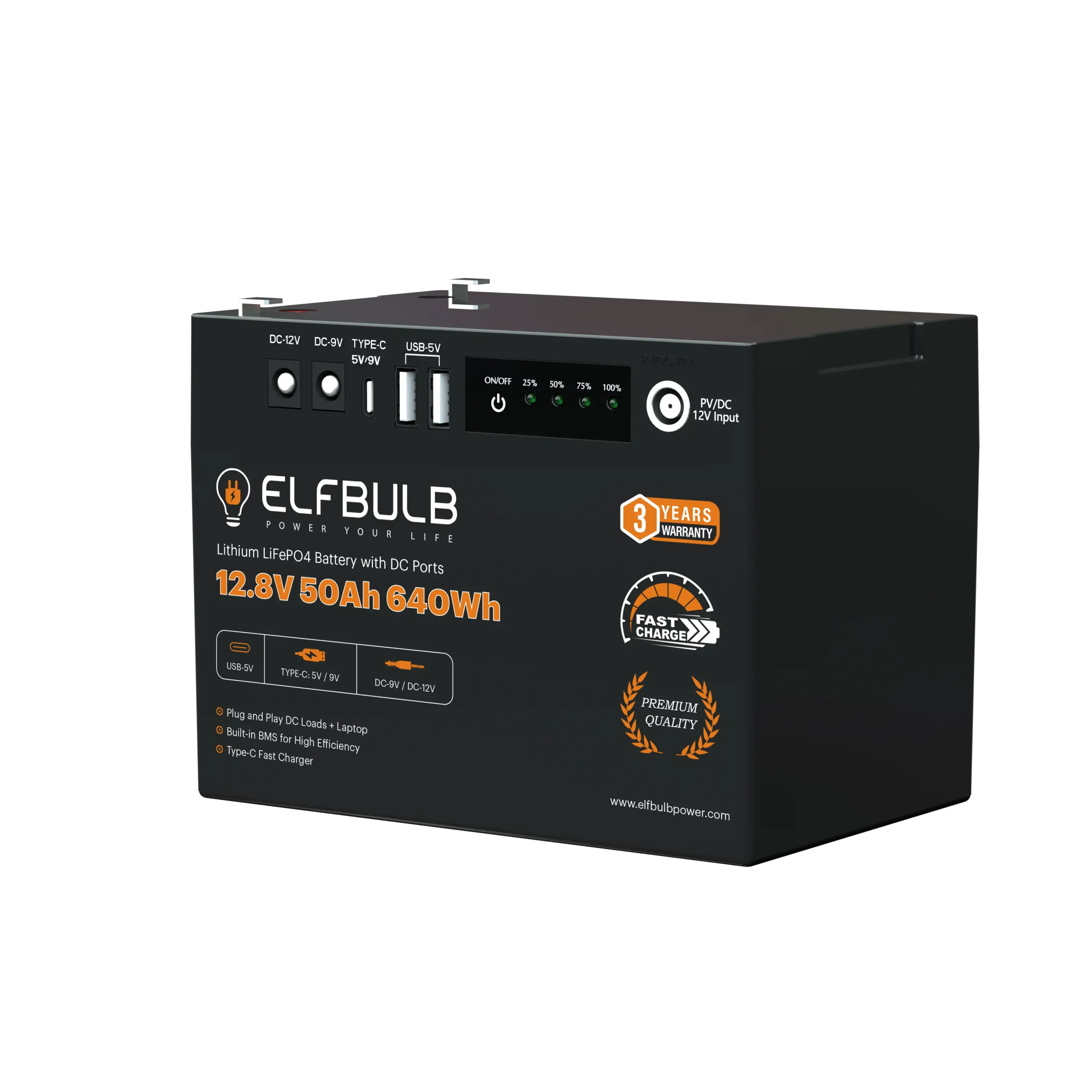 12V50AH Lithium Battery with DC Ports (4)